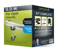 Pacco Gancio traino estr. G.D.W. per Opel Cascada 13- & e-kit sp. a 7 poli NUOVO