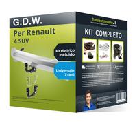 Pacco Gancio traino estr. G.D.W. per Renault 4 SUV 25- & e-kit u. a 7 poli NUOVO