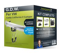 Pacco Gancio traino estr. G.D.W. per VW Caddy C. V 20- & e-kit spec. a 13 poli