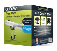 Pacco Gancio traino estr. G.D.W. per VW Caddy C. V 20- & e-kit uni a 13 poli kit