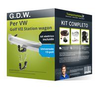 Pacco Gancio traino estr. G.D.W. per VW Golf VII SW 13- & e-kit u. a 13 poli kit