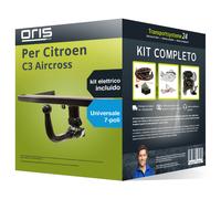 Pacco Gancio traino estr. Oris per Citroen C3 Aircross 17- e un e-kit uni a 7 p.