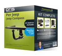 Pacco Gancio traino estr. Oris per Jeep Compass 17- e un e-kit sp. a 7 poli kit