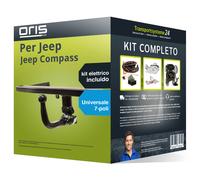 Pacco Gancio traino estr. Oris per Jeep Compass 17- e un e-kit u. a 7 poli NUOVO