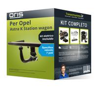 Pacco Gancio traino estr. Oris per Opel Astra K SW 15- & e-kit sp. a 7 poli kit