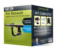 Pacco Gancio traino estr. Oris per Renault Megane GT SW 12- & e-kit u. a 13 poli
