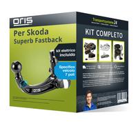 Pacco Gancio traino estr. Oris per Skoda Superb Fastback 15- & e-kit sp. a 7 p.