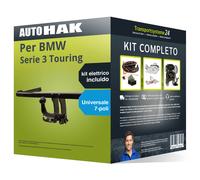 Pacco Gancio traino estr. per BMW Serie 3 Touring 14-19 e un e-kit uni a 7 poli