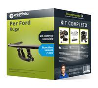 Pacco Gancio traino estr. per Ford Kuga 12- e un e-kit specifico a 7 poli NUOVO