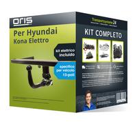 Pacco Gancio traino estr. per Hyundai Kona Elettro 17- e un e-kit sp. a 13 p.