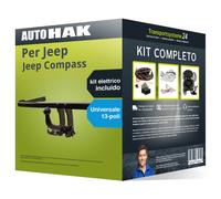 Pacco Gancio traino estr. per Jeep Compass 17- e un e-kit uni a 13 poli NUOVO