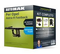 Pacco Gancio traino estr. per Opel Astra H Fastback 04- & e-kit u. a 13 poli kit