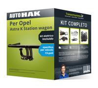 Pacco Gancio traino estr. per Opel Astra K SW 15- & e-kit spec. a 13 poli kit