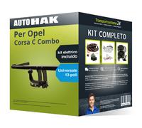 Pacco Gancio traino estr. per Opel Corsa C Combo 01- & e-kit uni a 13 poli kit