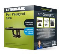 Pacco Gancio traino estr. per Peugeot 2008 13- & e-kit spec. a 13 poli NUOVO