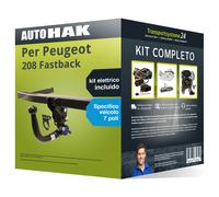 Pacco Gancio traino estr. per Peugeot 208 Fastback 12-19 e un e-kit sp. a 7 poli