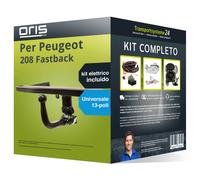 Pacco Gancio traino estr. per Peugeot 208 Fastback 19- e un e-kit uni a 13 poli