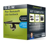 Pacco Gancio traino estr. per Renault Clio fastback 12- e un e-kit sp. a 13 poli