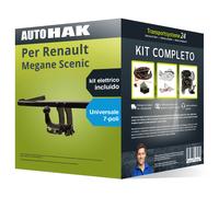 Pacco Gancio traino estr. per Renault Megane Scenic 03- & e-kit uni a 7 poli set