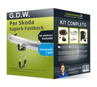 Pacco Gancio traino estr. per Skoda Superb Fastback 15- & e-kit uni a 7 poli kit