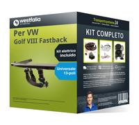 Pacco Gancio traino estr. per VW Golf VIII Fastback 19- e un e-kit uni 13 poli
