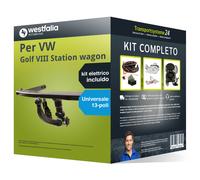 Pacco Gancio traino estr. per VW Golf VIII SW 20- e un e-kit uni a 13 poli kit