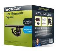 Pacco Gancio traino estr. TowCar per Renault Espace 23- & e-kit uni a 7 poli kit