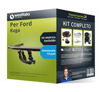 Pacco Gancio traino estr. Westfalia per Ford Kuga 12- e un e-kit uni a 13 poli