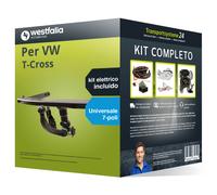 Pacco Gancio traino estr. Westfalia per VW T-Cross 18- e un e-kit uni a 7 poli