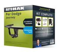 Pacco Gancio traino fisso Auto Hak per Dodge Journey 08- e un e-kit uni a 7 poli