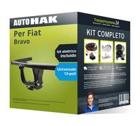 Pacco Gancio traino fisso Auto Hak per Fiat Bravo 07- e un e-kit uni a 13 poli