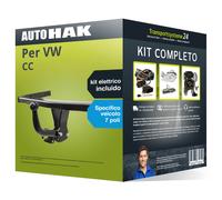 Pacco Gancio traino fisso Auto Hak per VW CC 12- & e-kit spec. a 7 poli kit