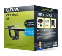 Pacco Gancio traino fisso G.D.W. per Audi Q5 25- & e-kit uni a 7 poli NUOVO