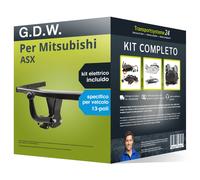 Pacco Gancio traino fisso G.D.W. per Mitsubishi ASX 23- e un e-kit sp. a 13 poli