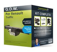 Pacco Gancio traino fisso G.D.W. per Renault Traffic 14- & e-kit spec. a 7 poli