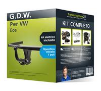 Pacco Gancio traino fisso G.D.W. per VW Eos 06- e un e-kit spec. a 7 poli NUOVO
