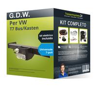 Pacco Gancio traino fisso G.D.W. per VW T7 Bus/Kasten 24- e un e-kit u. a 7 poli