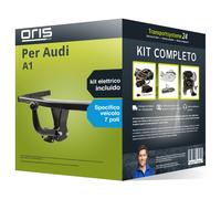 Pacco Gancio traino fisso Oris per Audi A1 10- e un e-kit specifico a 7 poli kit