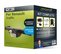 Pacco Gancio traino fisso Oris per Renault Traffic 01- e un e-kit uni a 13 poli
