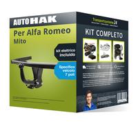 Pacco Gancio traino fisso per Alfa Romeo Mito 08- e un e-kit spec. a 7 poli kit