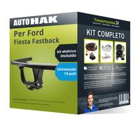 Pacco Gancio traino fisso per Ford Fiesta Fastback 08- & e-kit uni a 13 poli set