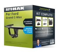 Pacco Gancio traino fisso per Ford Grand C-Max 10- & e-kit spec. a 13 poli NUOVO