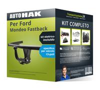 Pacco Gancio traino fisso per Ford Mondeo Fastback 07-15 & e-kit spec. a 13 poli