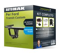 Pacco Gancio traino fisso per Ford Transit Custom 12- & e-kit uni a 13 poli kit