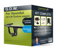 Pacco Gancio traino fisso per Hyundai i30 CW wagon 18- & e-kit uni a 7 poli kit