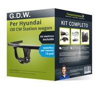 Pacco Gancio traino fisso per Hyundai i30 CW wagon 24- & e-kit spec. a 13 poli