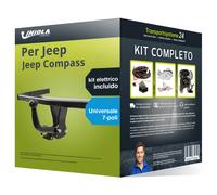 Pacco Gancio traino fisso per Jeep Compass 11- e un e-kit uni a 7 poli NUOVO
