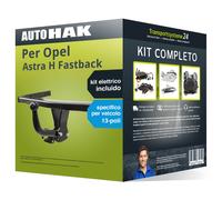 Pacco Gancio traino fisso per Opel Astra H Fastback 04- & e-kit spec. a 13 poli