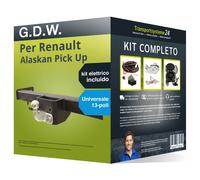 Pacco Gancio traino fisso per Renault Alaskan Pick Up 17- & e-kit uni a 13 poli
