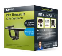 Pacco Gancio traino fisso per Renault Clio fastback 01-05 & e-kit uni a 7 poli